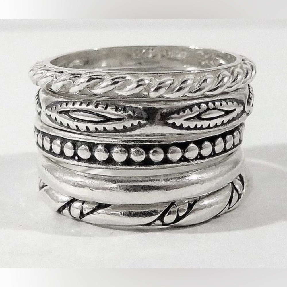 Silpada 5 stack Rings of Plenty Sterling Silver Rings Size 6